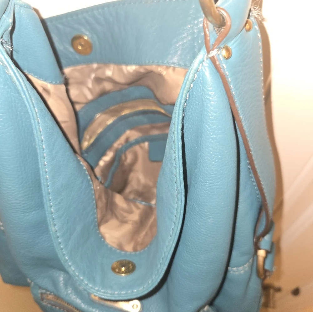 Michael Kors Peacock Blue Hobo Leather Shoulder Bag - Picture 5 of 5